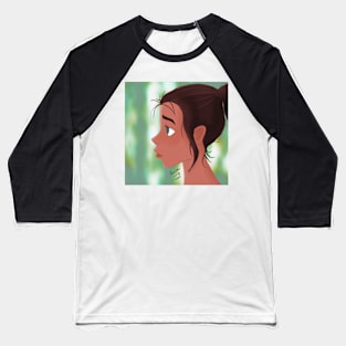 Girl in Profile on Green Baseball T-Shirt